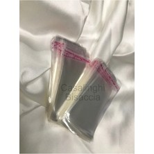 Bisaccia 5X12 cm (Kapak Payı Dahil) Yapışkanlı Jelatin Poşet Bantlı Şeffaf Opp Torba Paket- 100 Adet