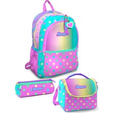 Minosso Simli Puantiye Desenli Kız Çocuk 3'lü Okul Çanta Seti Set1006