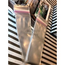Bisaccia 6X25 cm (Kapak Payı Dahil)- 100 Adet Yapışkanlı Jelatin Poşet Bantlı Şeffaf Opp Torba Paket