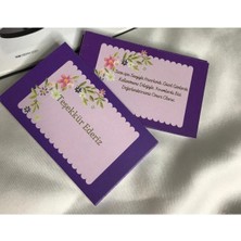 Bisaccia Çift Taraflı Teşekkür Ederiz Mor Renkli Teşekkürler Kartı Thank You Card 8x5 cm - 40 Adet