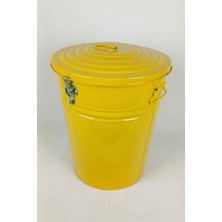 Desen Dekorasyon 40 Litre Kilitli Kapaklı Metal Çöp Kovası ve Dekoratif Çamaşır Sepeti