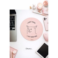 Duxy Espirili Kedi Mouse Pad, 19 Cm, Kaymaz Taban, Ev Ofis ve Oyun Için Rahat ve Yumuşak Mousepad