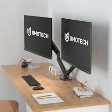 UmoTech Dual Monitör Tutucu 17-32" Çift Kol Monitör Tutucu 2-9 kg Amostisörlü Vesa Monitör Standı