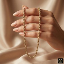 cm Jewelry 14K Gold Renk 316L Çelik Klasik Burgu Halat Zincir Kolye 3mm 45cm