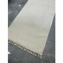 Merinos Halı Merinos Rölyef Halı Garden Açık Bej Kaymaz Taban Yolluk Makinede Yıkanabilir Halı Renkli Düğüm Saçaklı