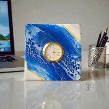 39 Art Studio El Yapımı Geode Masa Saati – Altın Quartz Masaüstü Saat – 5 cm Kalınlık