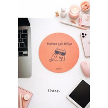 Duxy Espirili Kedi Kauçuk Mouse Pad, 19 Cm, Kaymaz Taban, Ev Ofis Oyun Için Rahat ve Yumuşak Mousepad