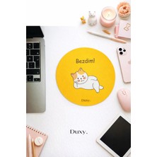 Duxy Espirili Kedi Mouse Pad, 19 Cm, Kaymaz Taban, Ev Ofis Oyun Için Rahat ve Yumuşak Mousepad