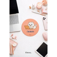 Duxy Espirili Sevimli Kedi Desenli Mouse Pad, 19 Cm, Kaymaz Taban, Ev Ofis ve Oyun Için Rahat ve Yumuşak