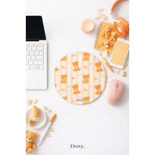 Duxy Sevimli Ayıcık Desenli Mouse Pad, 19 Cm, Kaymaz Taban, Ev Ofis ve Oyun Için Rahat ve Yumuşak Mousepad