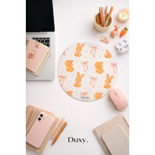 Duxy Sevimli Tavşan Desenli Mouse Pad, 19 Cm, Kaymaz Taban, Ev Ofis ve Oyun Için Rahat ve Yumuşak Mousepad