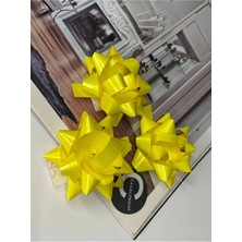 Bisaccia Sarı Renkli Yıldız Fiyonk Süs Rafya Yapışkanlı Metalize Yıldız Hediye Paketi Süsleme (20 Adet)