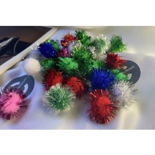 Casalinghi Simli Ponpon Karışık Renkli Orta Boy Yumuşak Ponponlar 30LU