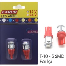 Carub Ampul 12V T-10 5led Smd Fariçi Kırmızı