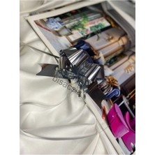 Casalinghi Metalik Gümüş Renk Çekmeli Silver Fiyonk Süs 30MM (3 Cm) Hediye Paketi Süsleme - 10 Adet
