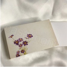 Bisaccia Yazısız Kart Mor Çiçekli Küçük Mesaj Kartı Mini Kartpostal 8x5 cm - 40 Adet