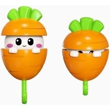 Safestore Akıllı Mekanizmalı Sevimli Havuç Tasarımlı Otomatik Açılan Yapışkanlı Havlu Çanta Duvar Askısı