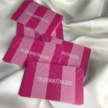 Casalinghi Pembe Çizgili Kart Teşekkürler Kartı Tebrik Kartı Pink Cards Kart 8x5 Cm- 20 Adet