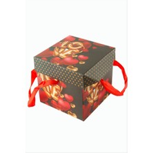 Zero Land Snmswrld Love Yazılı Simli Kare Hediyelik Kutu 22 cm - Kırmızı