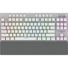 Rampage Tkl 2.4ghz+Bluetooth Kablosuz Slim Low Profile Rgb Mekanik Red Switch Türkçe Q Gaming Oyuncu Klavyesi Beyaz