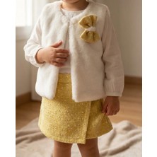 Ecolkız Kız Çocuk Bayramlık 3’lü Şık Takım Peluş Yelek + Uzun Kollu Bluz + Simli Etekli Kombin