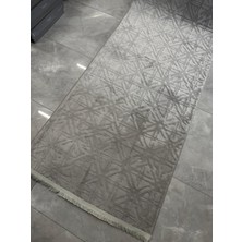 Merinos Halı Merinos Rölyef Halı Truva Gri Kaymaz Taban Yolluk Makinede Yıkanabilir Halı Gri Spor Saçaklı