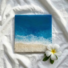 39 Art Studio Maldivler Ilhamlı Epoksi Okyanus Tablosu, El Yapımı Reçine Deniz Sanatı, Modern Duvar Dekoru, 25X25 cm & 30X30 cm