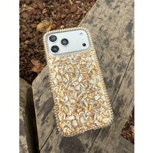 Madam Case Iphone 17 Pro Max Gold Renk Full Gerçek Taşlı Luxury Kılıf