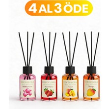 4'lü 50ML Çubuklu Oda Kokusu Seti(Bubble Gum,strawberry,peach,mango)