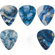 Racsen Mavi Mermer Desenli Gitar Pena 5’li Set – 1 mm (Akustik, Elektro, Bas Uyumlu)