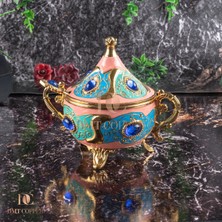 Dmt Copper Home Gaziantep Renkli Zamak Şekerlik Kase Yükseklik 11 cm Genişlik 13 Cm&(Kaşık Dahil)