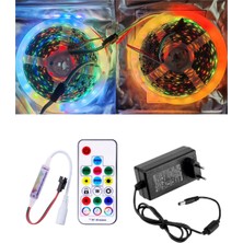 Powerr Led Aydınlatma 10 Metre 12V Dış Mekan 60 Pixel Ledli 17 Tuşlu Sese ve Müziğe Duyarlı Rf Kumandalı 5A Priz Tipi Plastik Adaptörlü Set