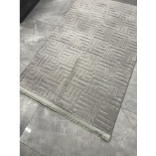 Merinos Halı Merinos Rölyef Halı Çeşme Gri Kaymaz Taban Yolluk Makinede Yıkanabilir Halı Gri Spor Saçaklı