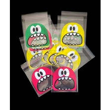Hg Ambalaj 25 Adet 10X14 cm Karışık Canavar Figürlü Bantlı Şeffaf Opp Jelatin Poşet, Kurabiye ve Şeker Poşeti