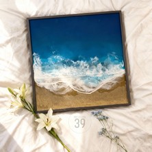 39 Art Studio Tropical Ocean Epoksi Duvar Tablosu, Çerçeveli Okyanus Temalı El Yapımı Sanat Eseri, 40X40 cm