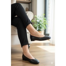 Shoemix Biocomfort Kadın Siyah Hakiki Deri Babet Günlük Rahat Düz Taban Ayakkabı