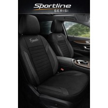 Trobus Peugeot 206 / 206+ / Sw / cc 1998–2012 Uyumlu Sportline Serisi Siyah Tay Tüyü Oto Koltuk Kılıfı Tam Set (5 Koltuk) | Airbag, Kolçak, 2+1, Cepli, 3 Katman