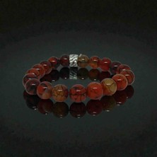 Lunel Accessory Damarlı Akik (Dragon Vein) Doğal Taş Bileklik 10 mm – 9 cm Çap – Enerji & Güç Taşı – Unisex