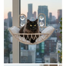 Missidea Vantuzlu Kedi Cam Yatağı Hamak Krem– Pencere Askılı Kedi Yatağı