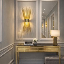 Nazik Aydınlatma Kirpi Gold Modern Pilli ve Elektrikli Günışığı Ledli 1 Adet Duvar Apliği 1 Adet Pilli Aplik