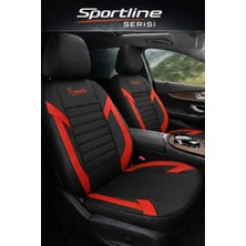 Trobus Renault Clio 4 Sport Tourer 2013 ve Sonrası Uyumlu Sportline Serisi Siyah Kırmızı Tay Tüyü Oto Koltuk Kılıfı Tam Set (5 Koltuk) | Airbag, Kolçak, 2+1, Cepli, 3 Katman