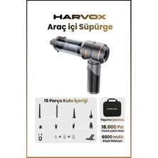 Vitrin Dolusu 18000 Pa Güçlü Araç Süpürgesi – Taşınabilir, 6000 Mah, Üflemeli, Çantalı Gri-Kahve