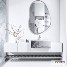 Lumora Mirror Design Nelyos Gümüş Boyalı Mdf Çerçeveli Dekoratif Ayna