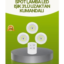 Esranın Dünyası Uzaktan Kumandalı 3 Lü Kablosuz LED Spot Lamba Seti Yapışkanlı Pratik Kullanım STKN34-ESRDNS