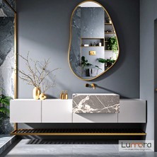 Lumora Mirror Design Nelyos Gold Boyalı Mdf Çerçeveli Dekoratif Ayna