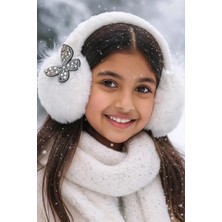 Caş Dekorasyon Beyaz Renk Kelebekli Peluş Kulaklık