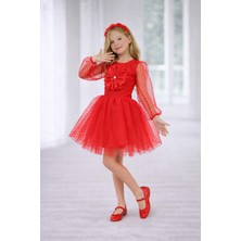 Dıgıl Kids Çiçek Detaylı Kırmızı Renk Kız Çocuk Kıyafeti