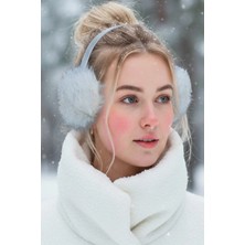 Caş Dekorasyon Beyaz Renk Simli Peluş Kulaklık