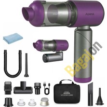 Auhma Ahv-27 Araç Içi Süpürge 20.000PA Güçlü Vakum ve Üfleme Özelliği 7800MAH Batarya Taşınabilir Katlanır Mor