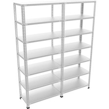 Raffar Galvaniz 7 Katlı 2li Birleşik Arşiv Raf Sistemi - Çelik Raf - Metal Raf